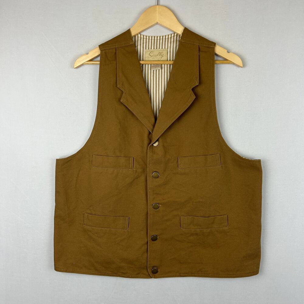 Scully Cotton Canvas Vest Four Pocket Waistcoat Brown RW041 Men's Size L